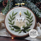 Winter Candle Hand Embroidery Pattern