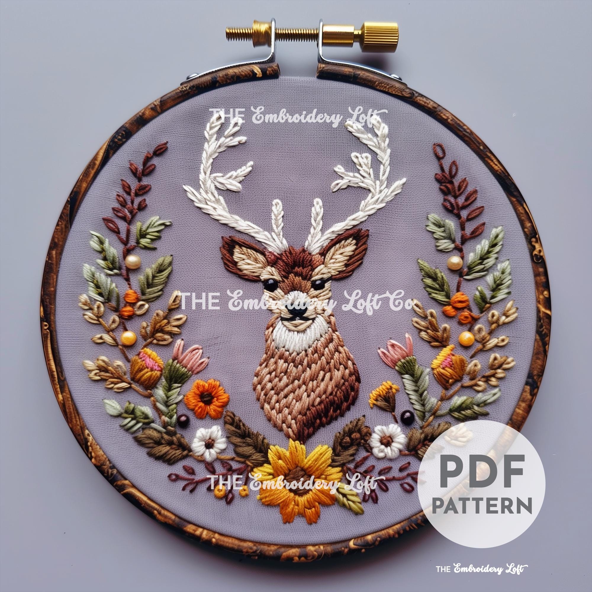 Woodland Deer Hand Embroidery Pattern