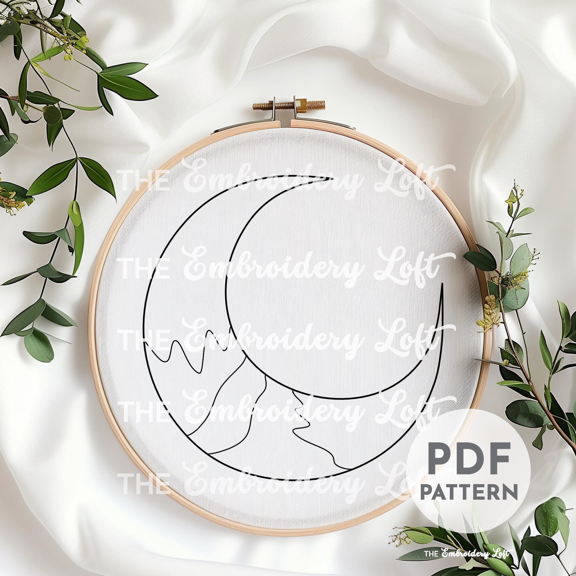 Pink Moon Hand Embroidery Pattern