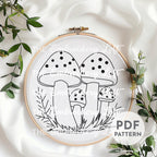 Winter Mushrooms Hand Embroidery Pattern