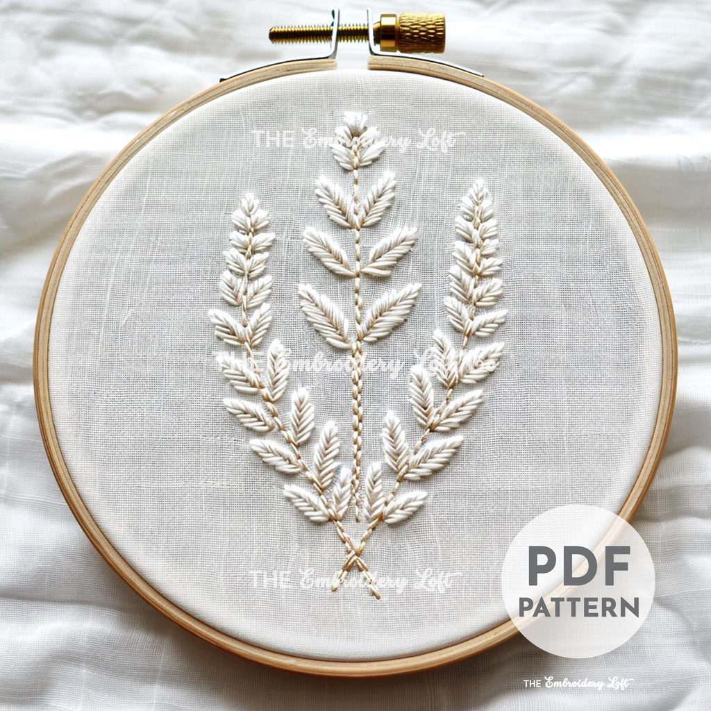 White Wildflowers Hand Embroidery Pattern