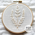 White Wildflowers Hand Embroidery Pattern