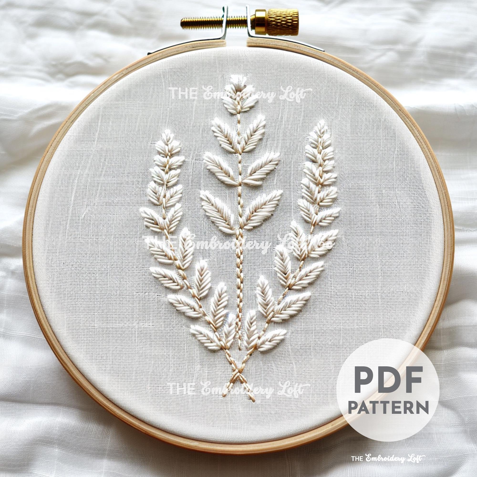 White Wildflowers Hand Embroidery Pattern