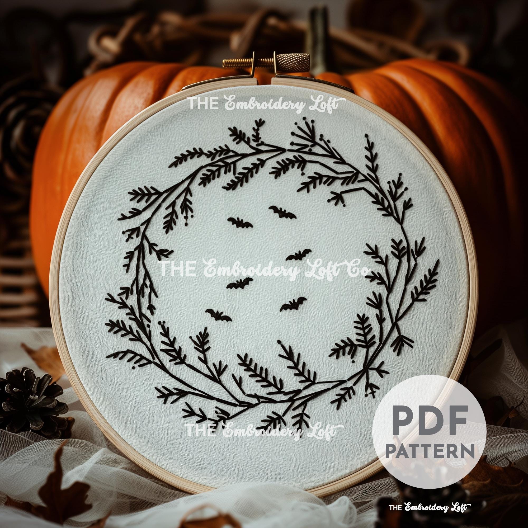 Spooky Bats Hand Embroidery Pattern