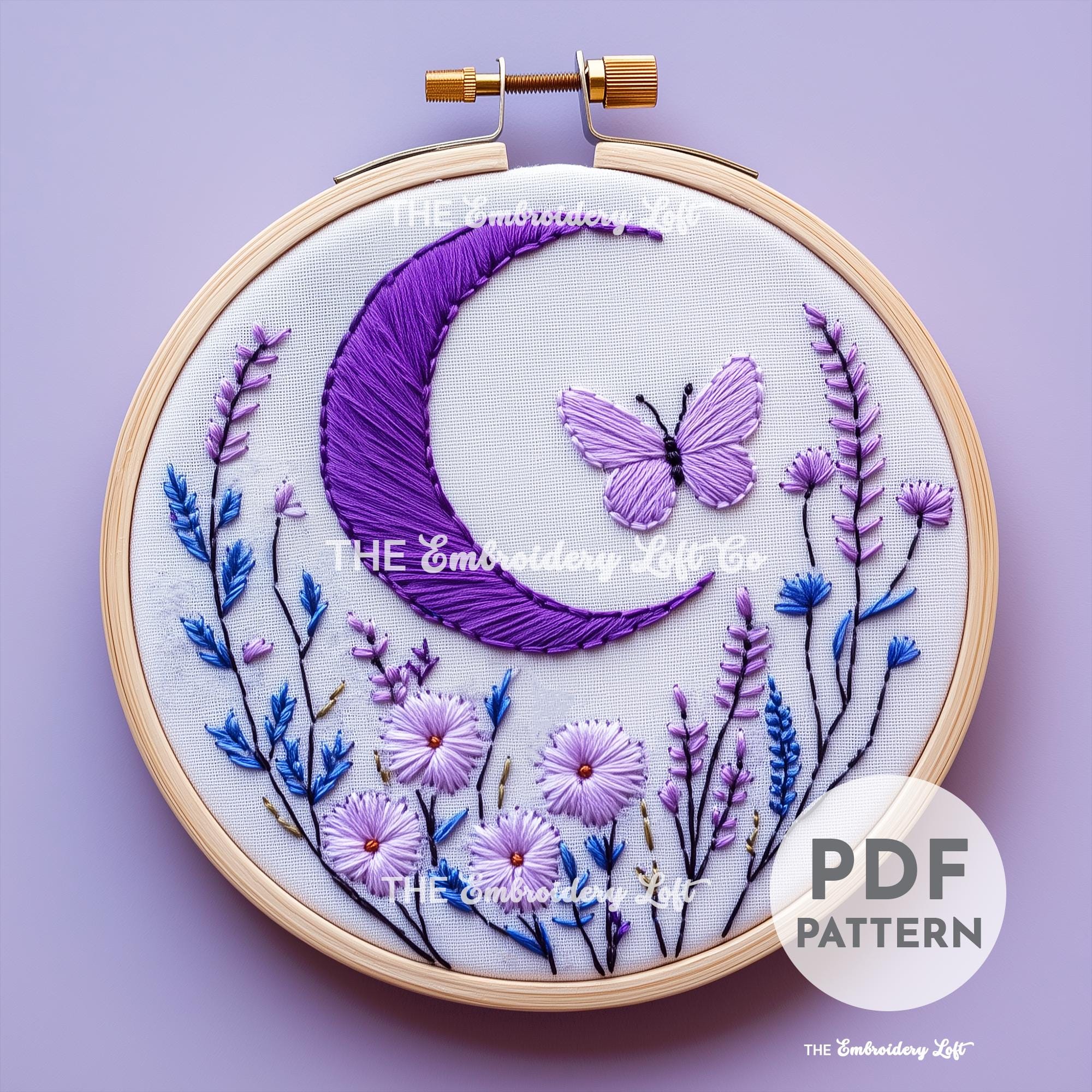 Lunar Butterfly Hand Embroidery Pattern