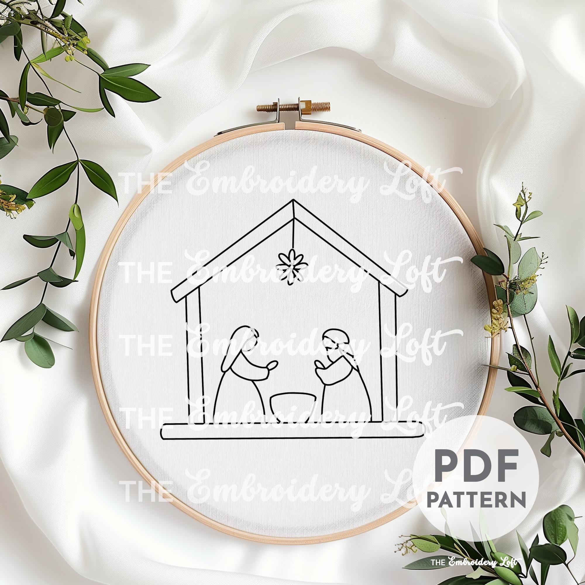 Nativity Scene Hand Embroidery Pattern
