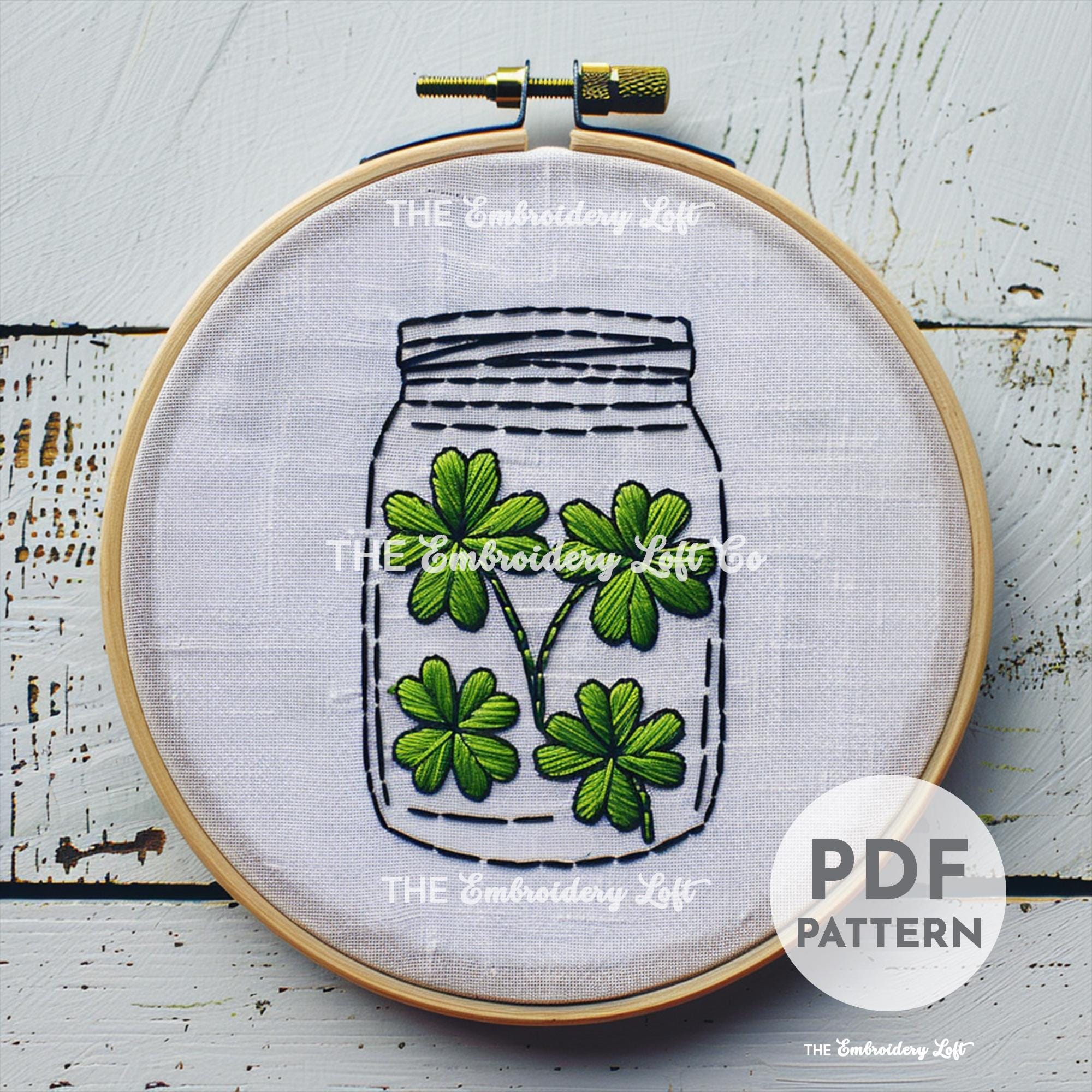 Lucky Clovers Hand Embroidery Pattern