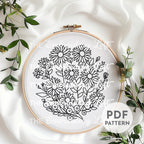 White Daisies Hand Embroidery Pattern