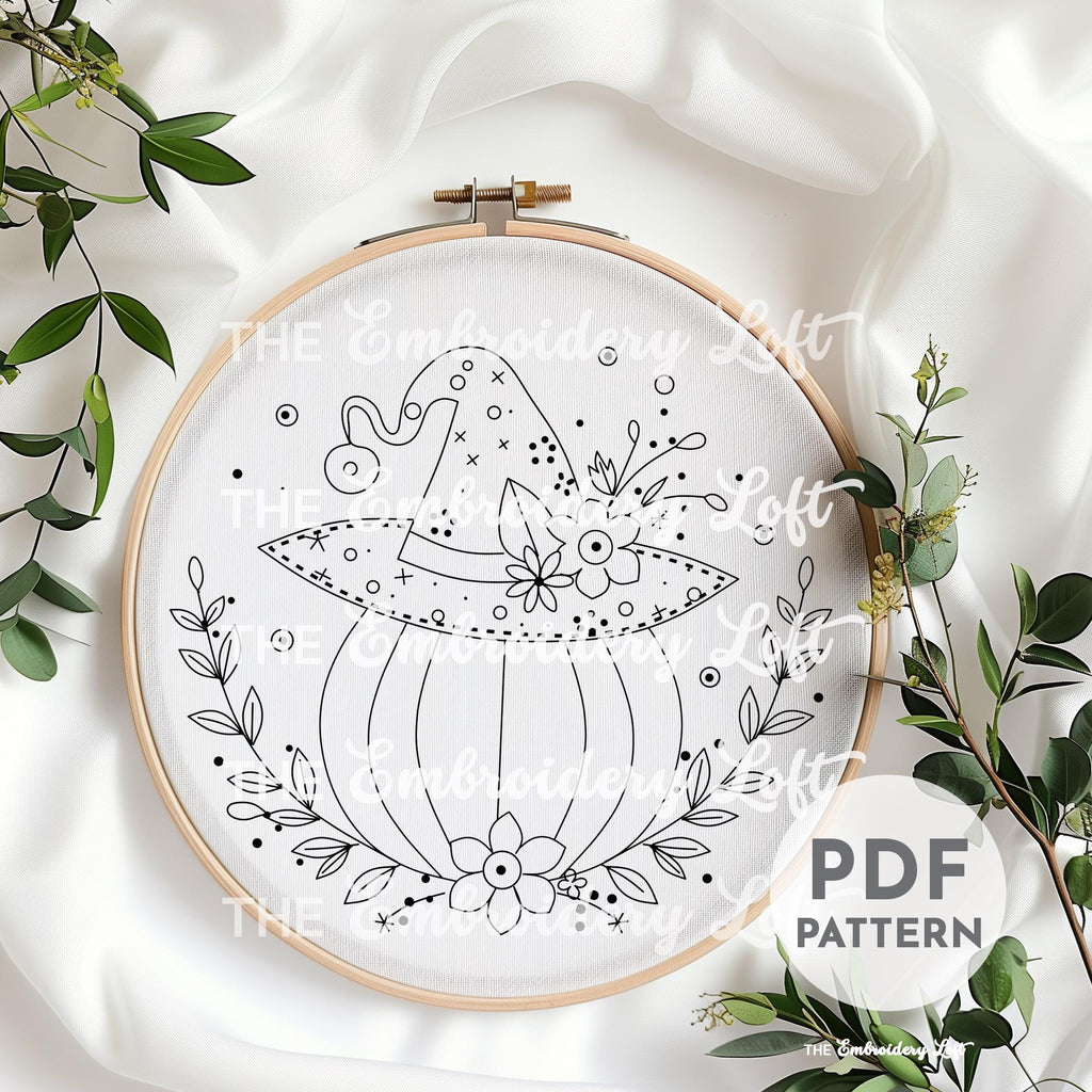 Witchy Pumpkin Hand Embroidery Pattern