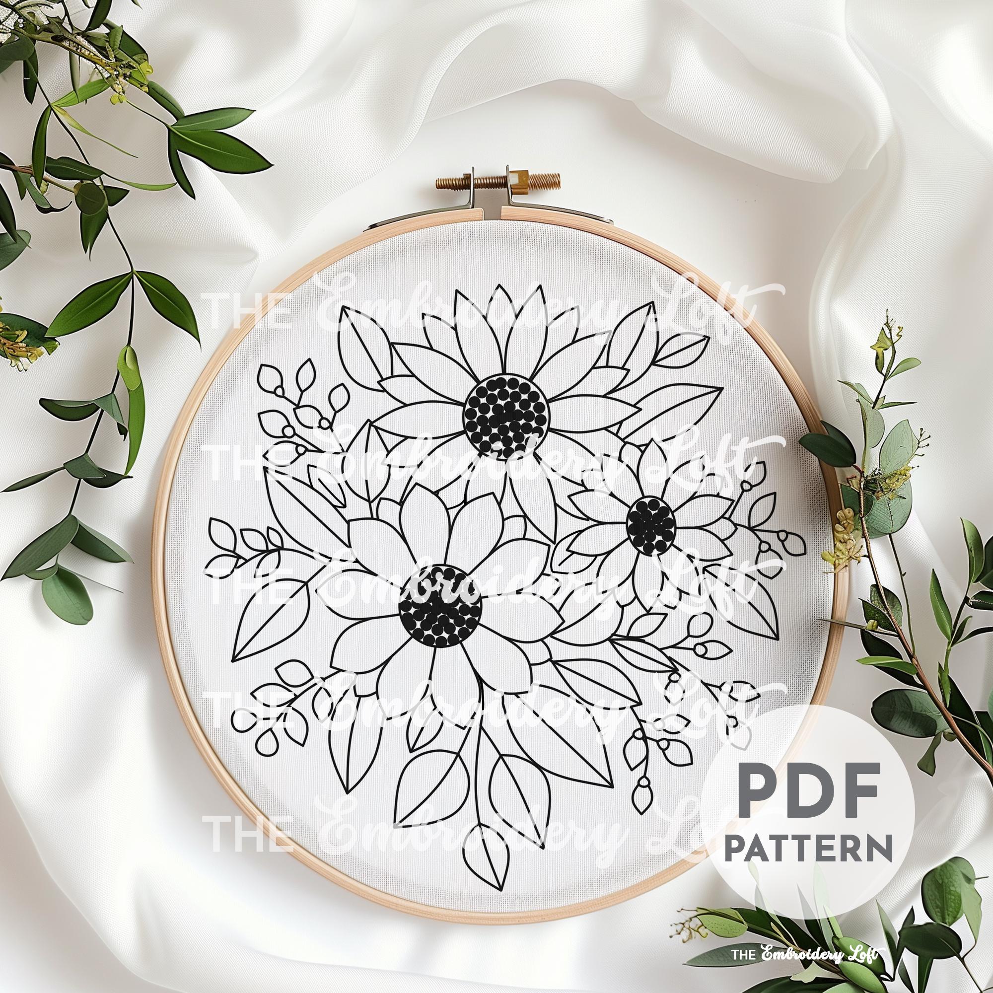 Bouquet of Sunflowers Hand Embroidery Pattern