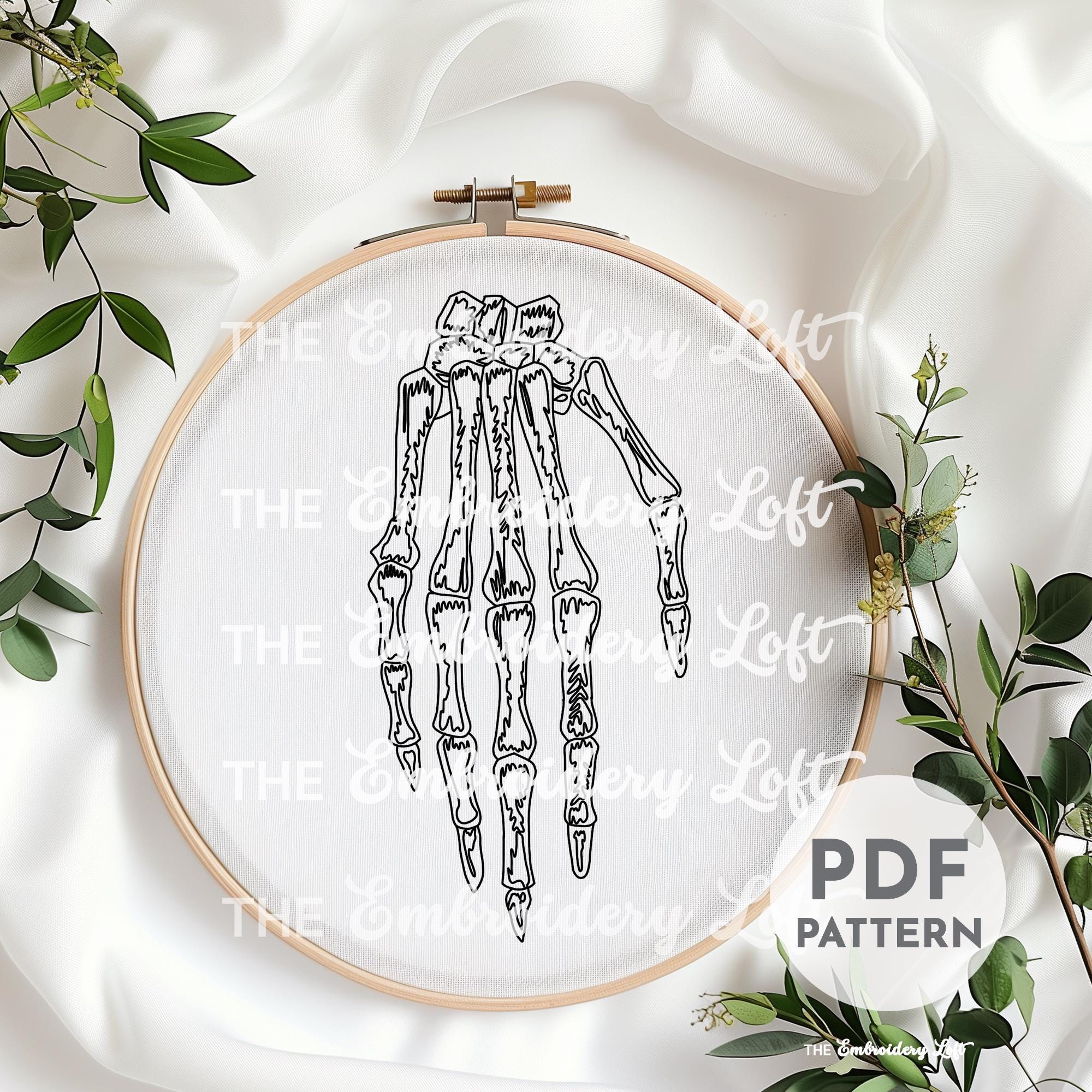 Skeleton Hand Embroidery Pattern