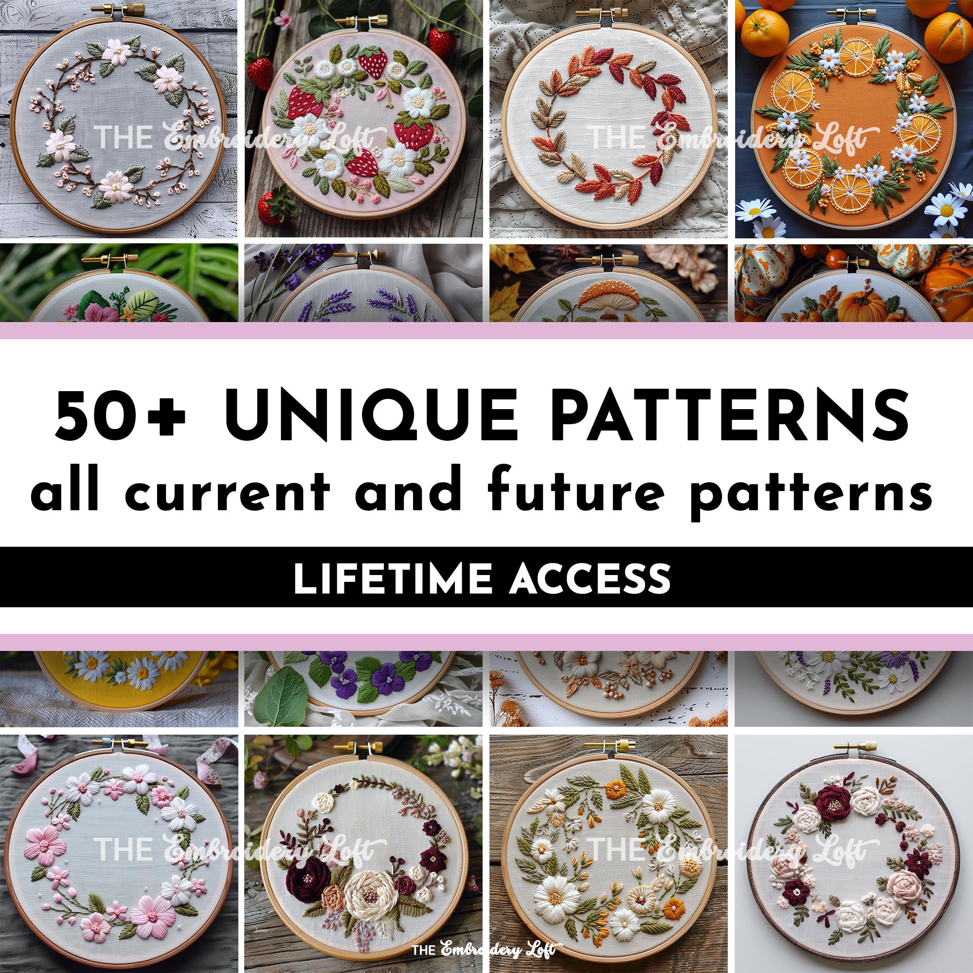 MINI COLLECTION, Wreaths Hand Embroidery Pattern Collection, Current and Future Designs, Lifetime Access, Hand Embroidery, Embroidery PDF