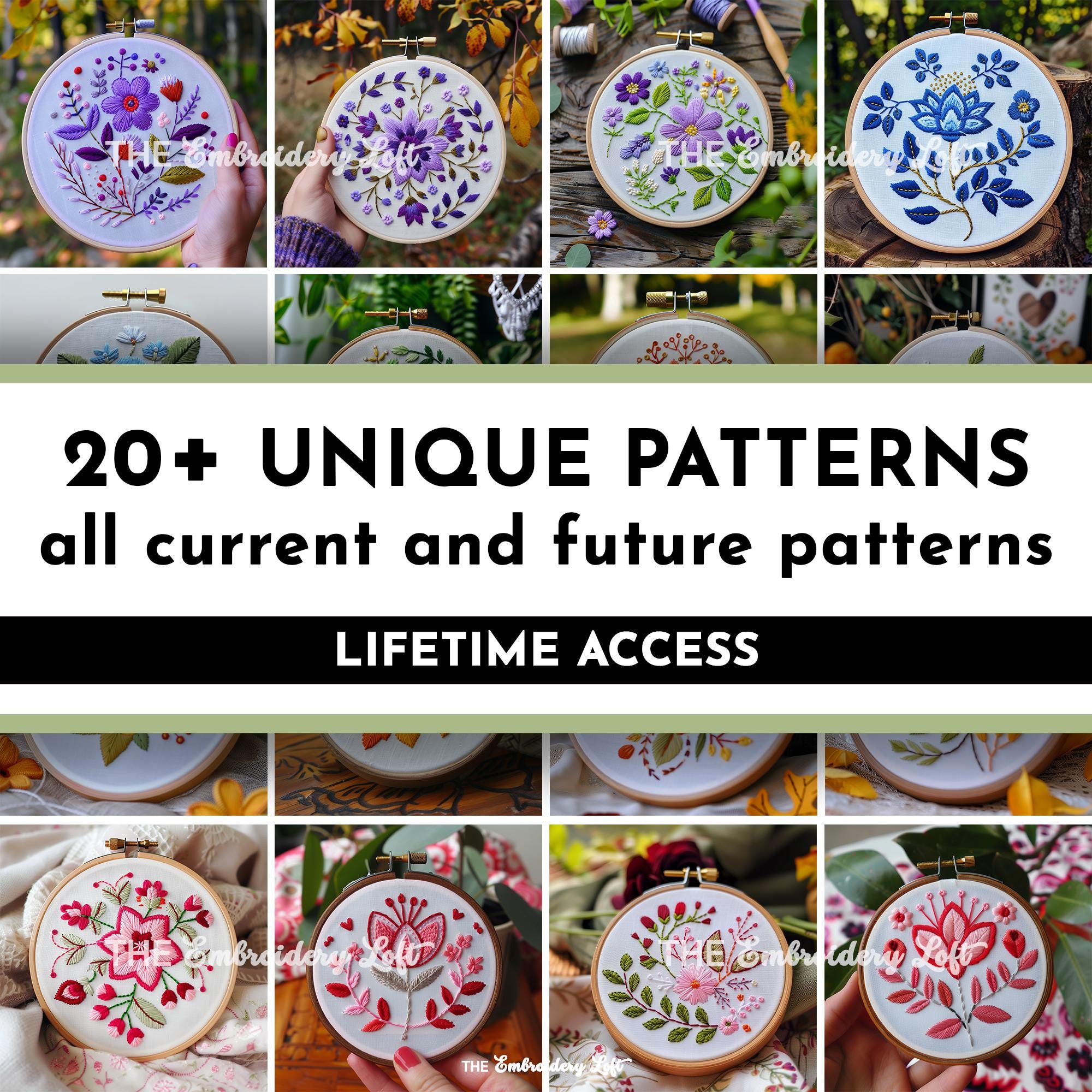 MINI COLLECTION, Folk Art Style Hand Embroidery Pattern Collection, Current and Future Designs, Lifetime Access, Hand Embroidery, DIY