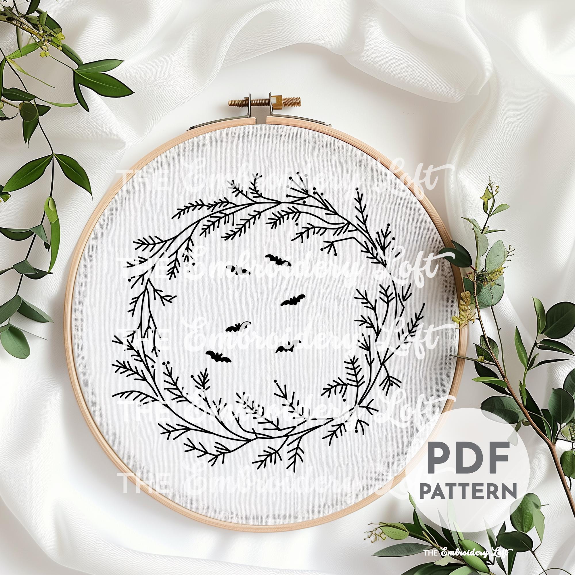 Spooky Bats Hand Embroidery Pattern