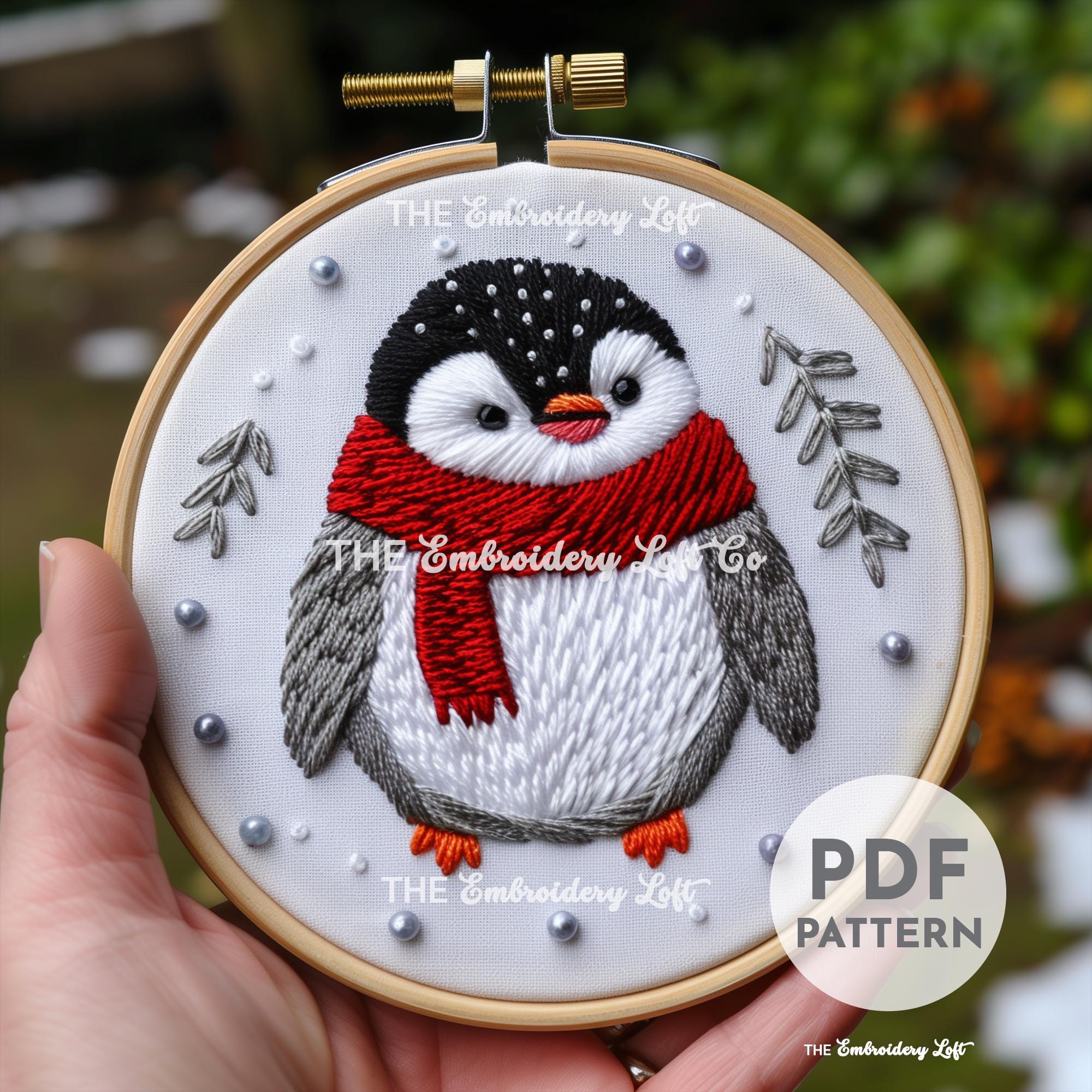 Cute Penguin Hand Embroidery Pattern