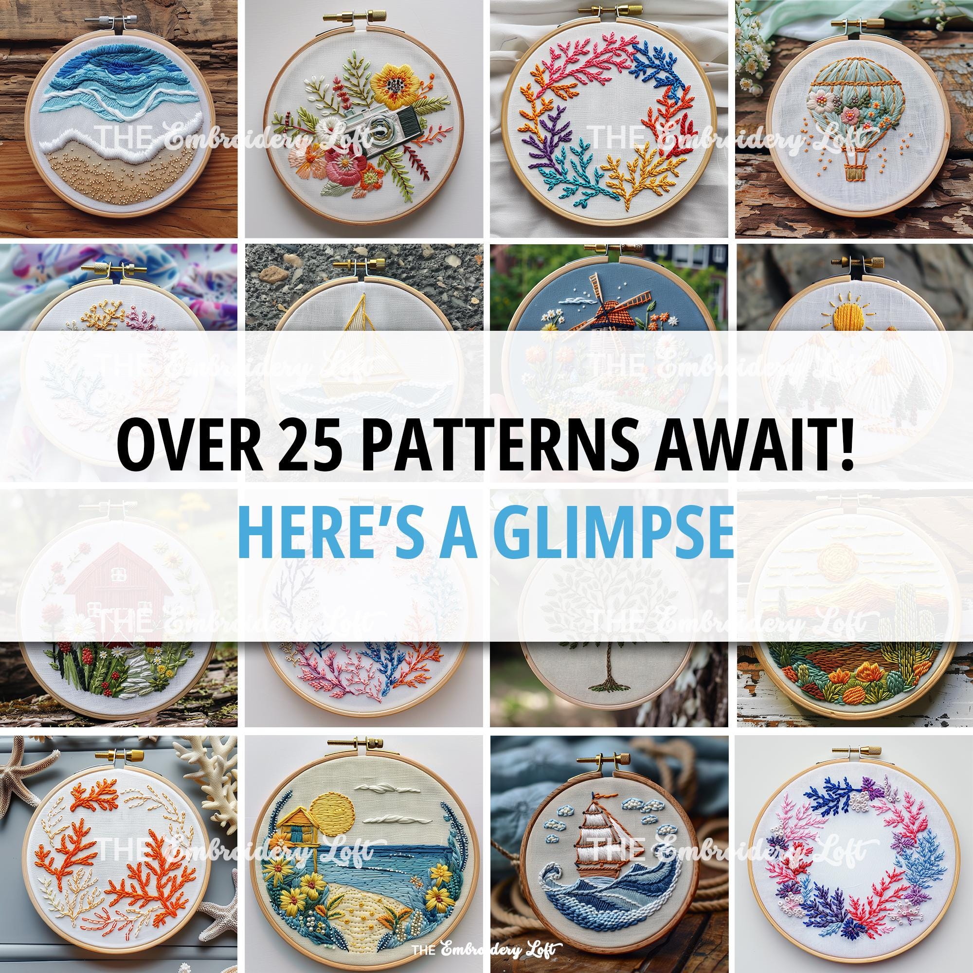 MINI COLLECTION, Summer Hand Embroidery Pattern Collection, Current and Future Designs, Lifetime Access, Hand Embroidery, DIY