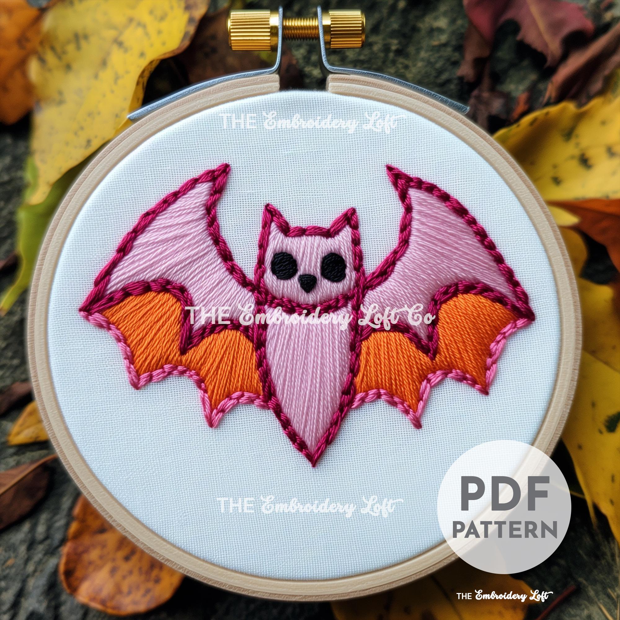 Retro Halloween Bat Hand Embroidery Pattern