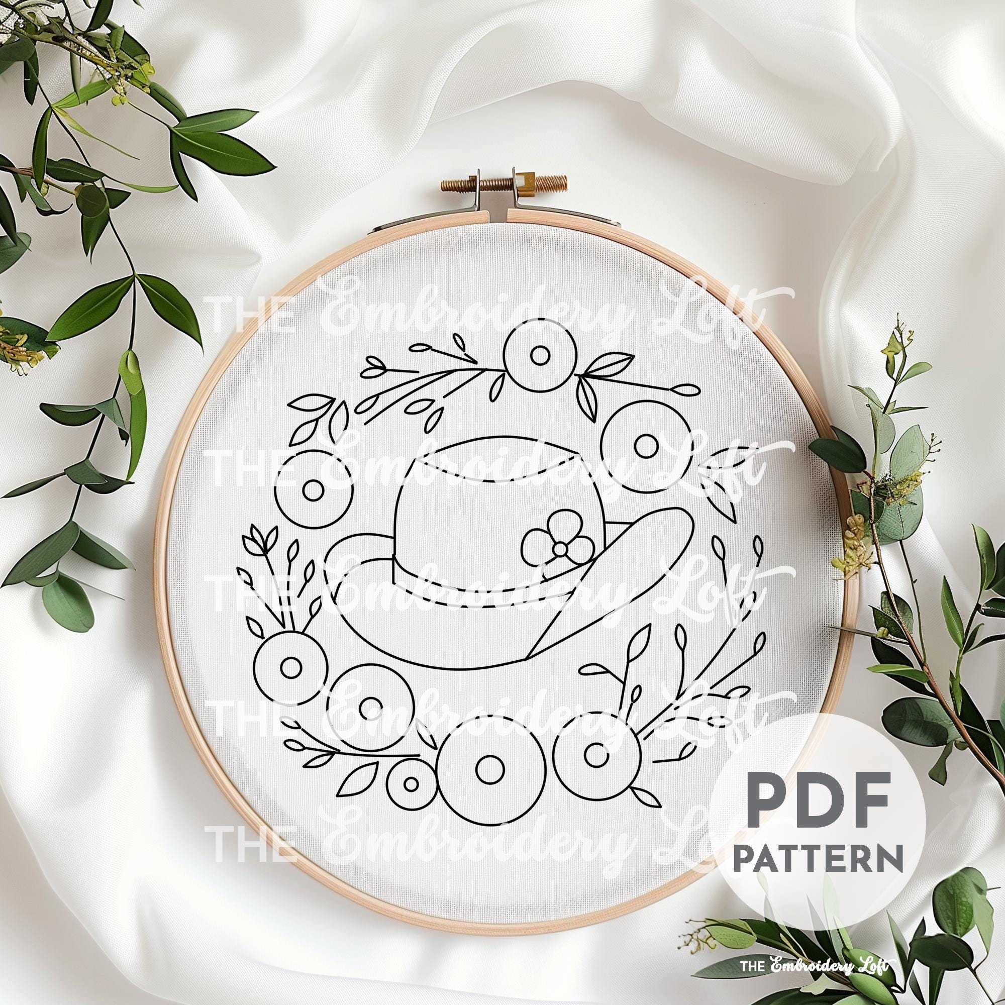 Pink Cowgirl Hat Hand Embroidery Pattern