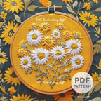 Yellow and White Daisies Hand Embroidery Pattern