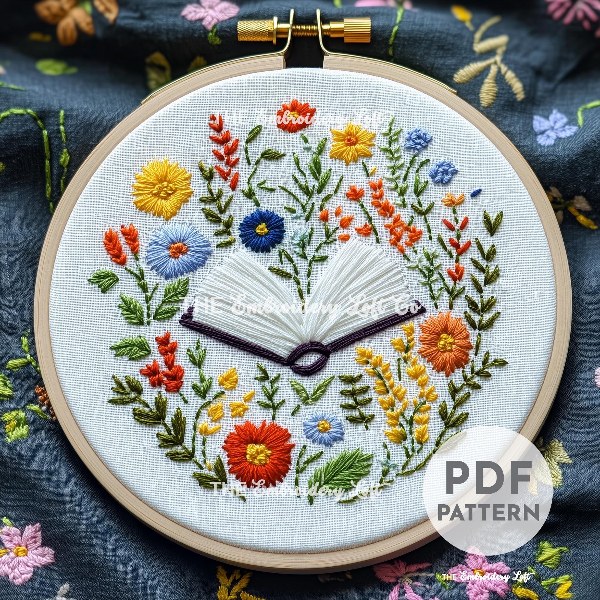 Floral Book Hand Embroidery Pattern