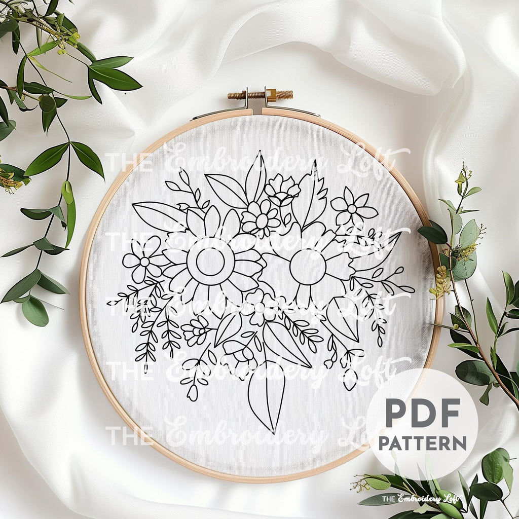 Bouquet of Sunflowers Hand Embroidery Pattern