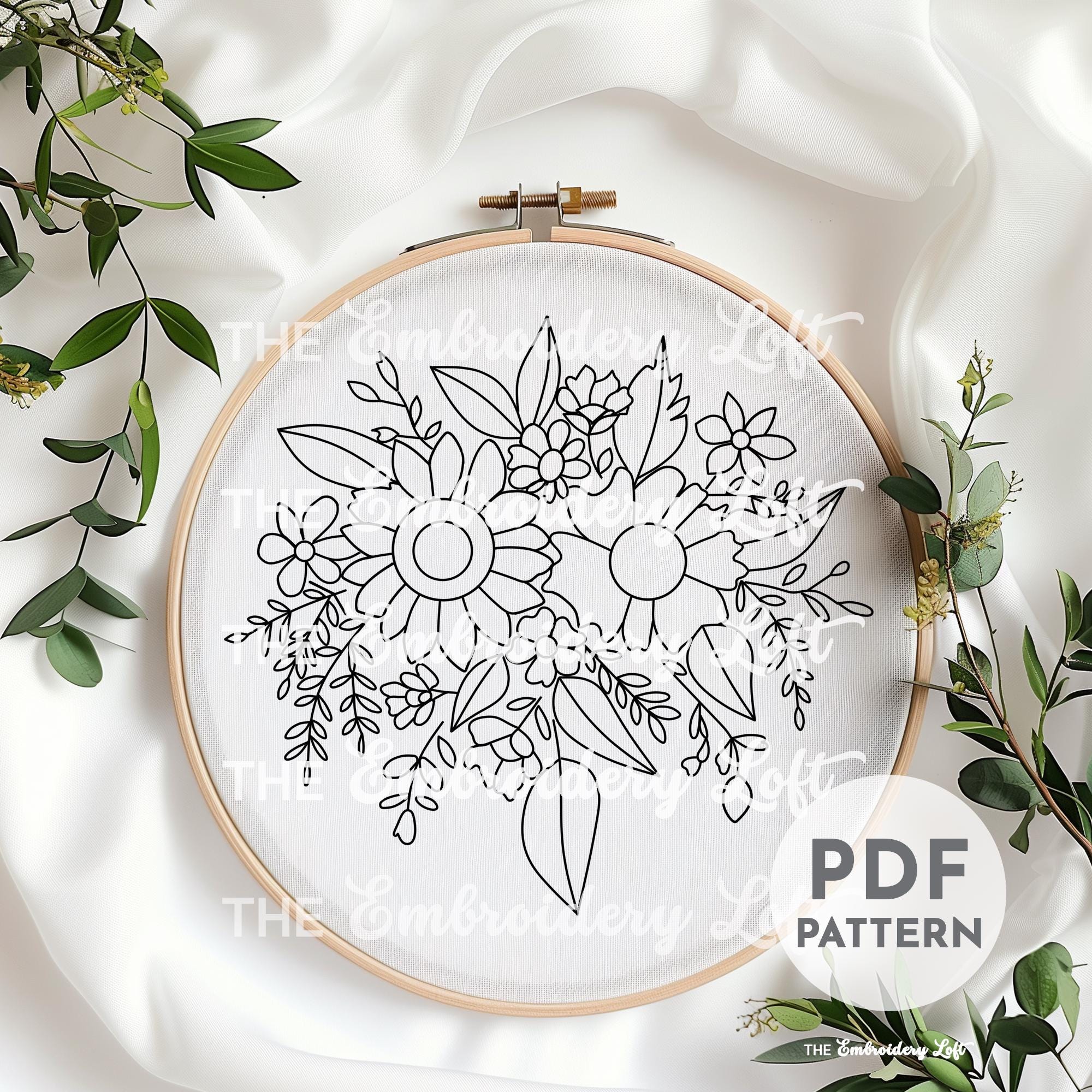 Bouquet of Sunflowers Hand Embroidery Pattern