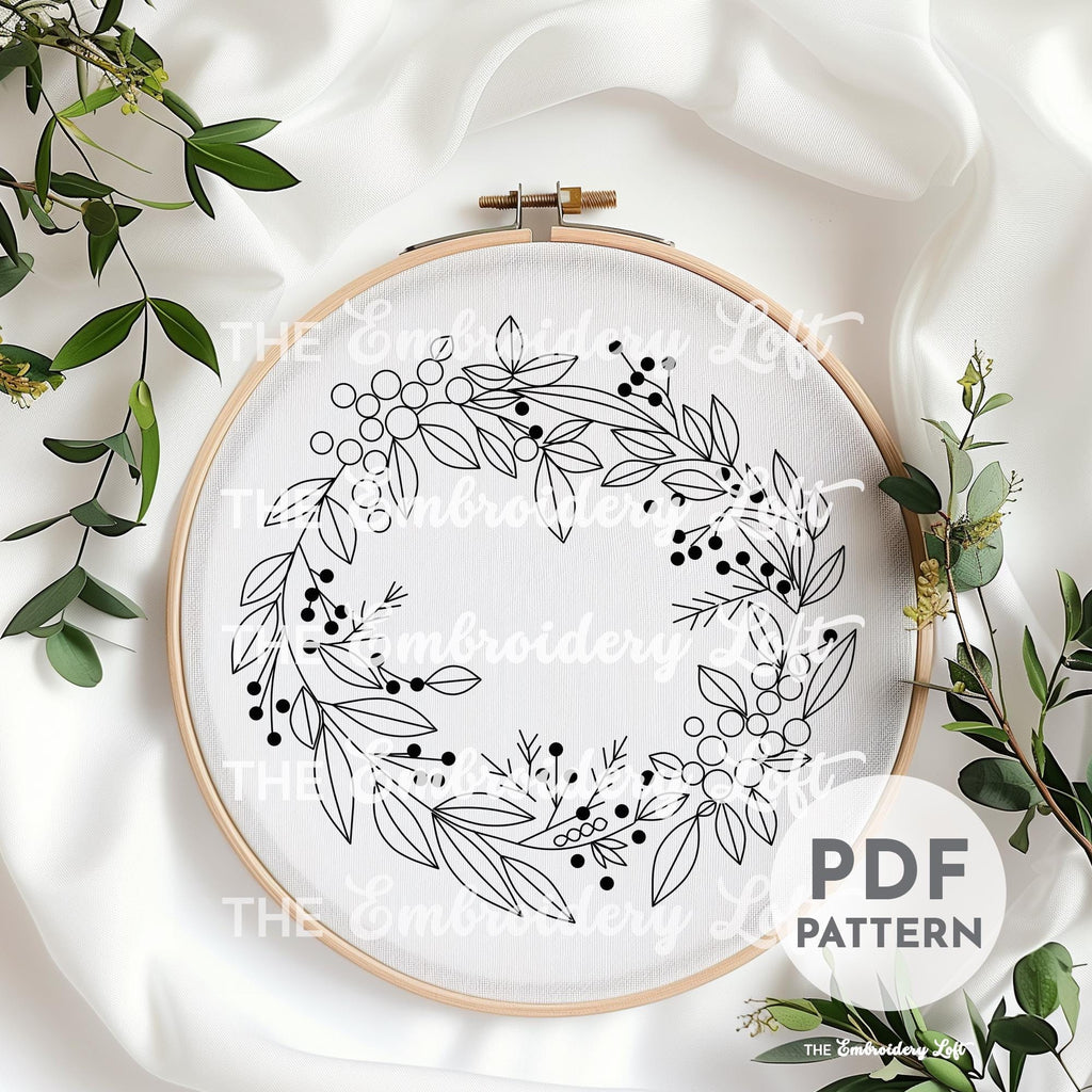 Christmas Wreath Hand Embroidery Pattern