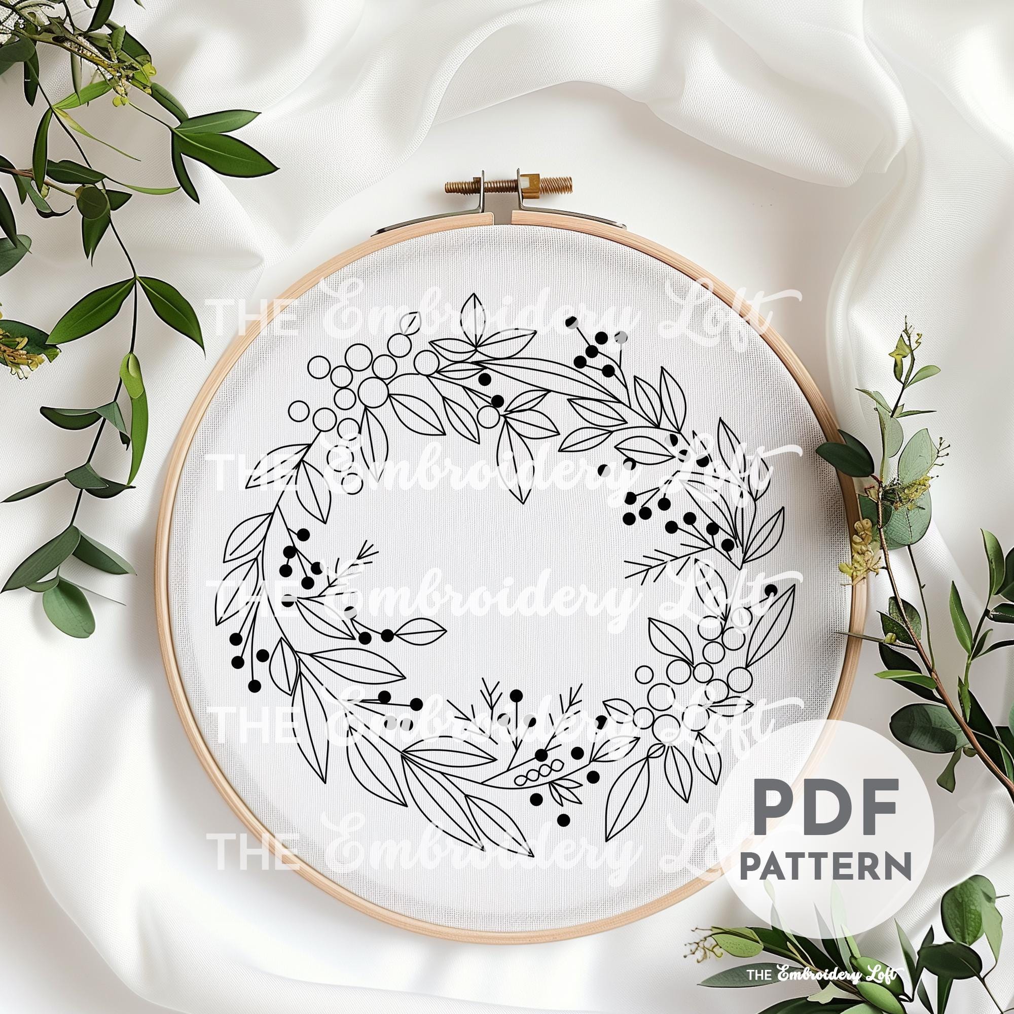 Christmas Wreath Hand Embroidery Pattern