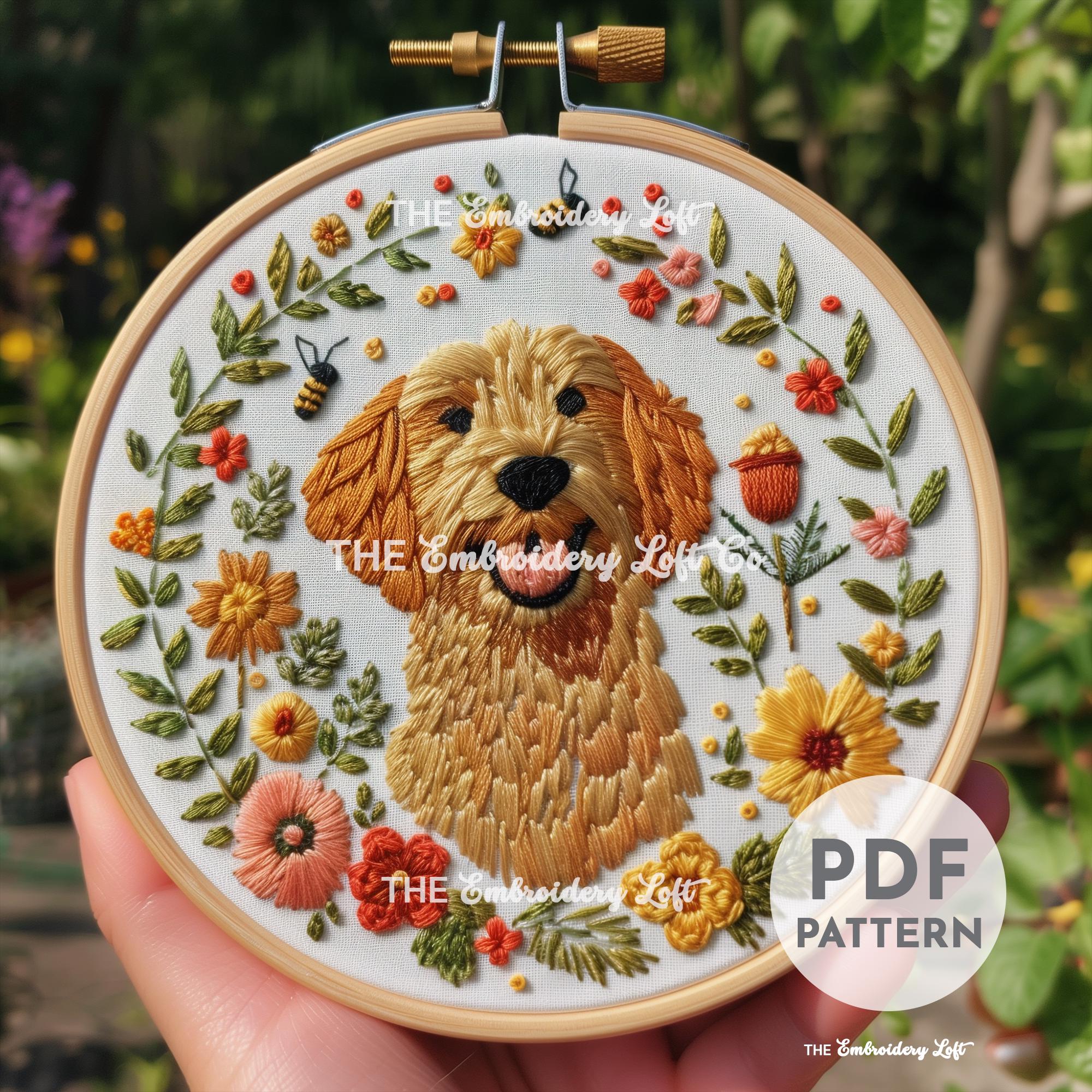 Golden Doodle Hand Embroidery Pattern