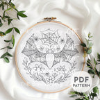 Spooky Bat Hand Embroidery Pattern