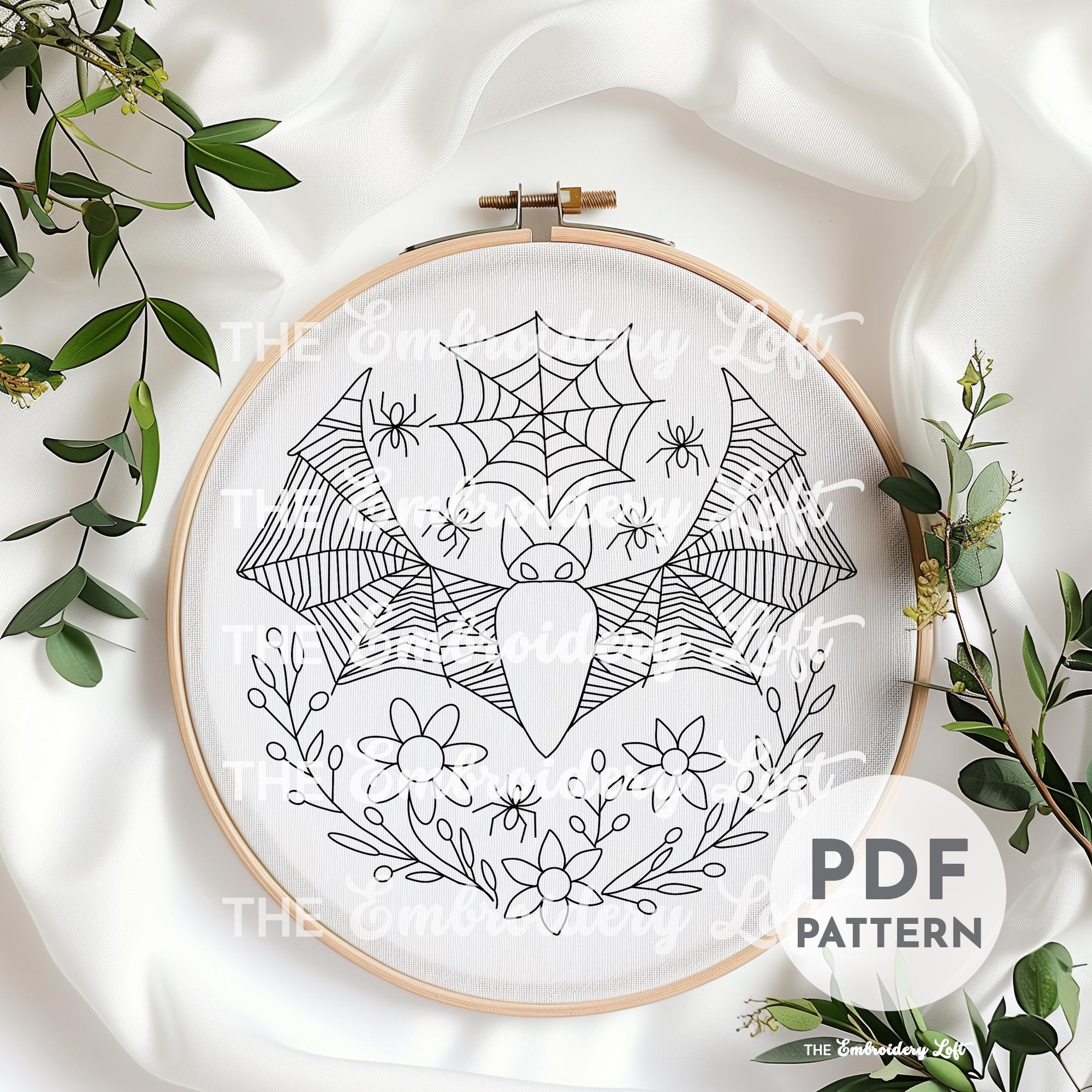Spooky Bat Hand Embroidery Pattern