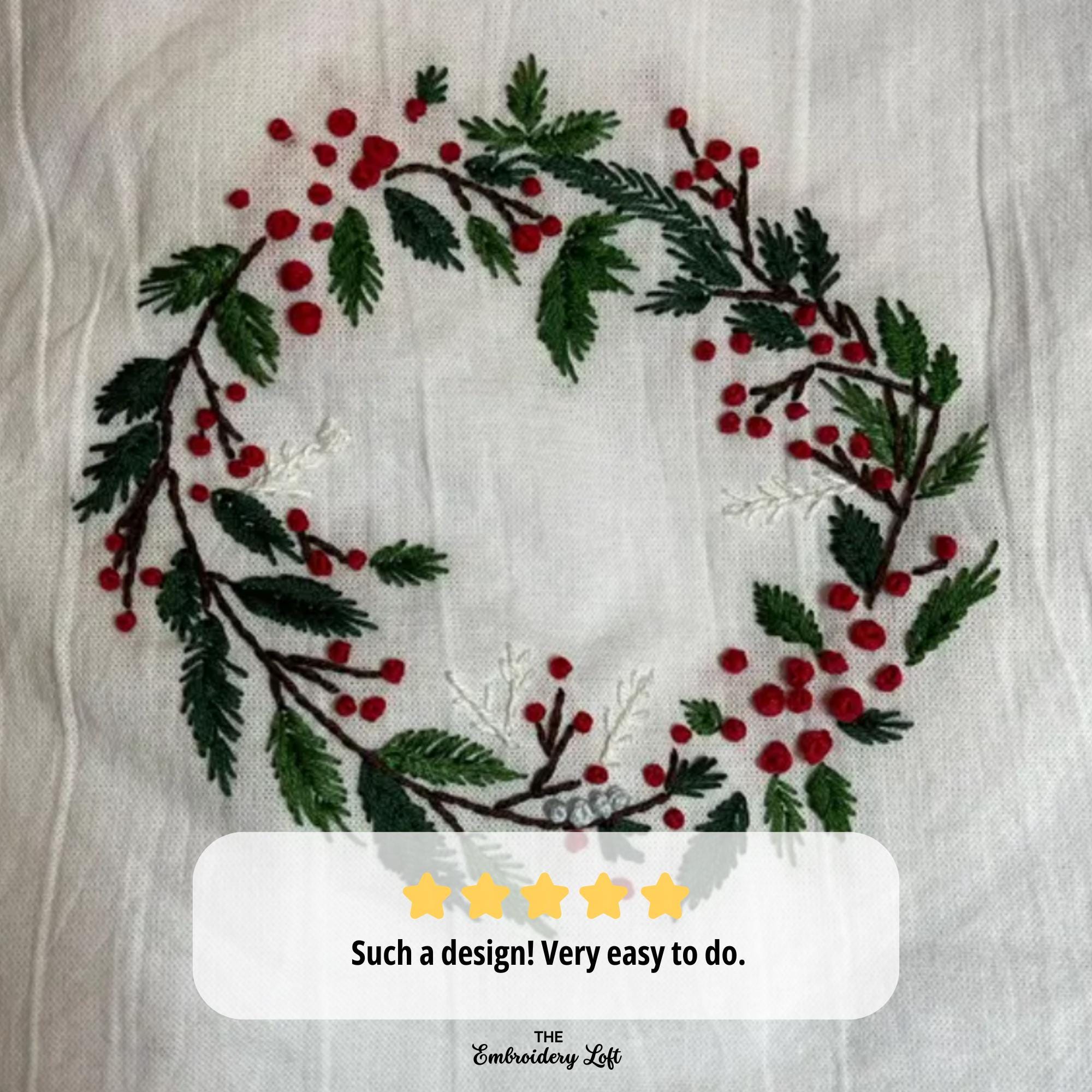 Christmas Wreath Hand Embroidery Pattern