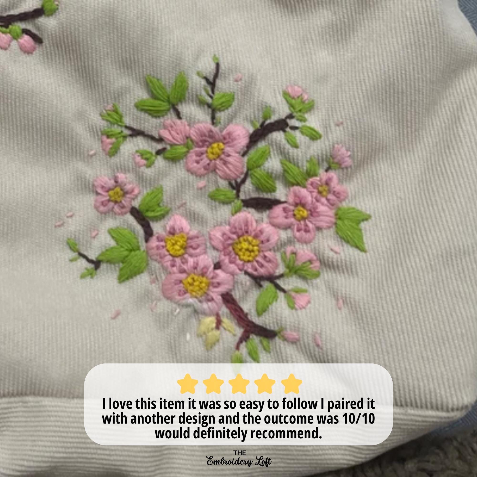 Cherry Blossoms Hand Embroidery Pattern