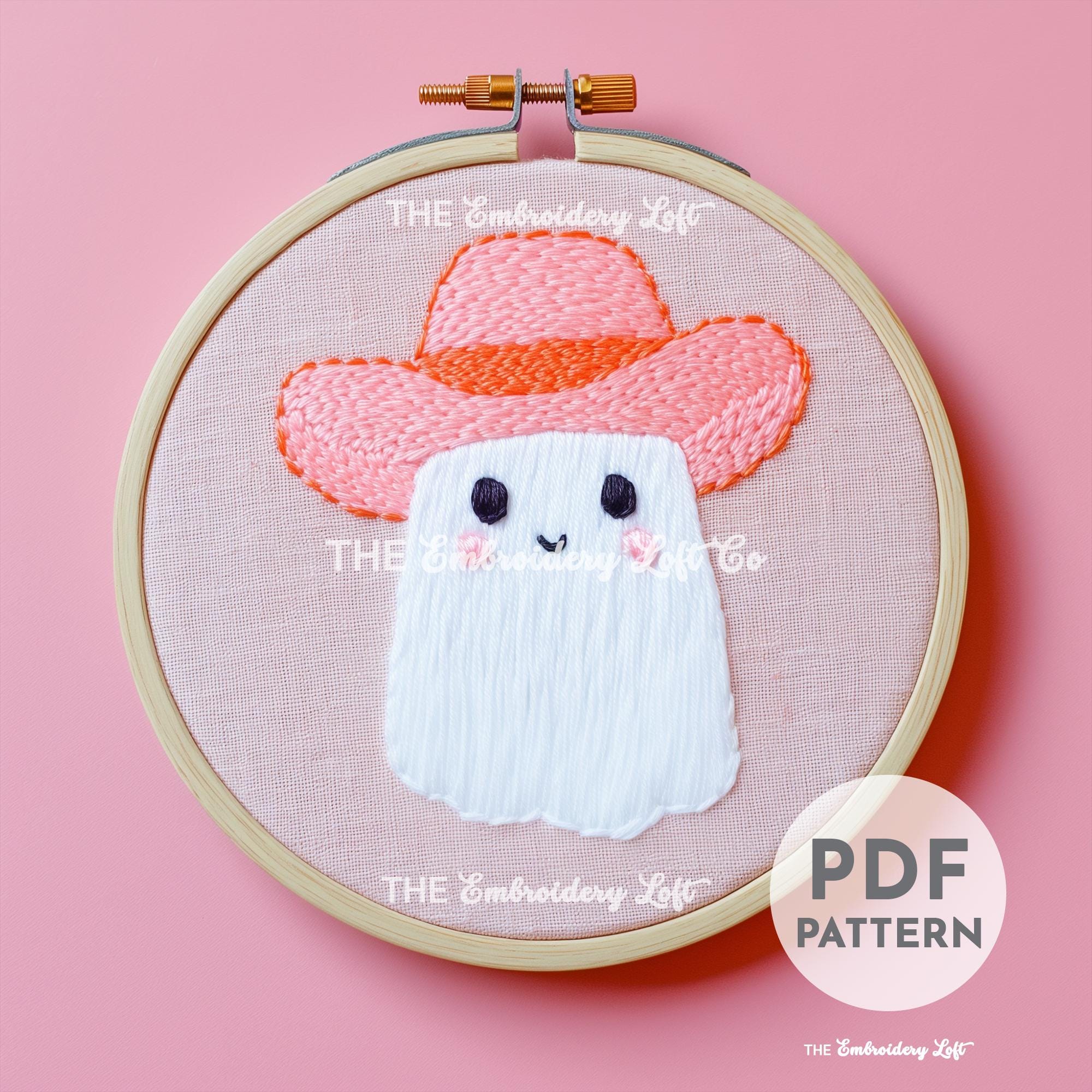 Retro Cowgirl Ghost Hand Embroidery Pattern