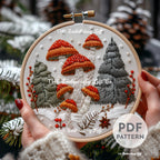 Winter Mushrooms Hand Embroidery Pattern