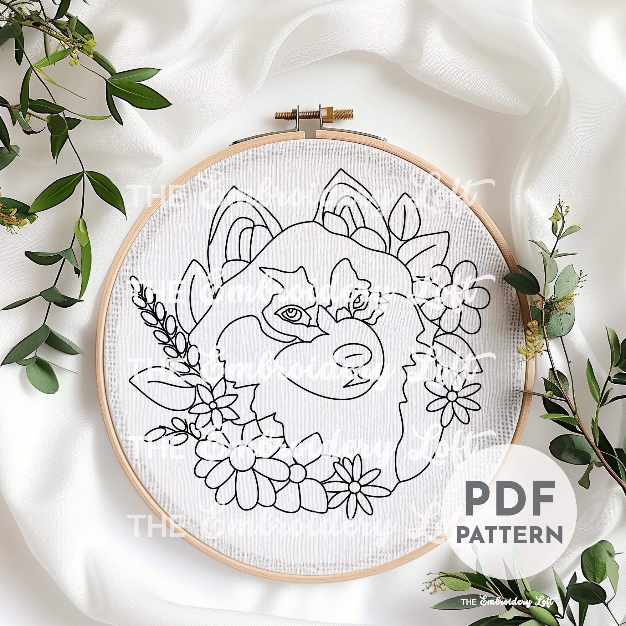 Husky Hand Embroidery Pattern