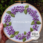 Lilac Wreath Hand Embroidery Pattern