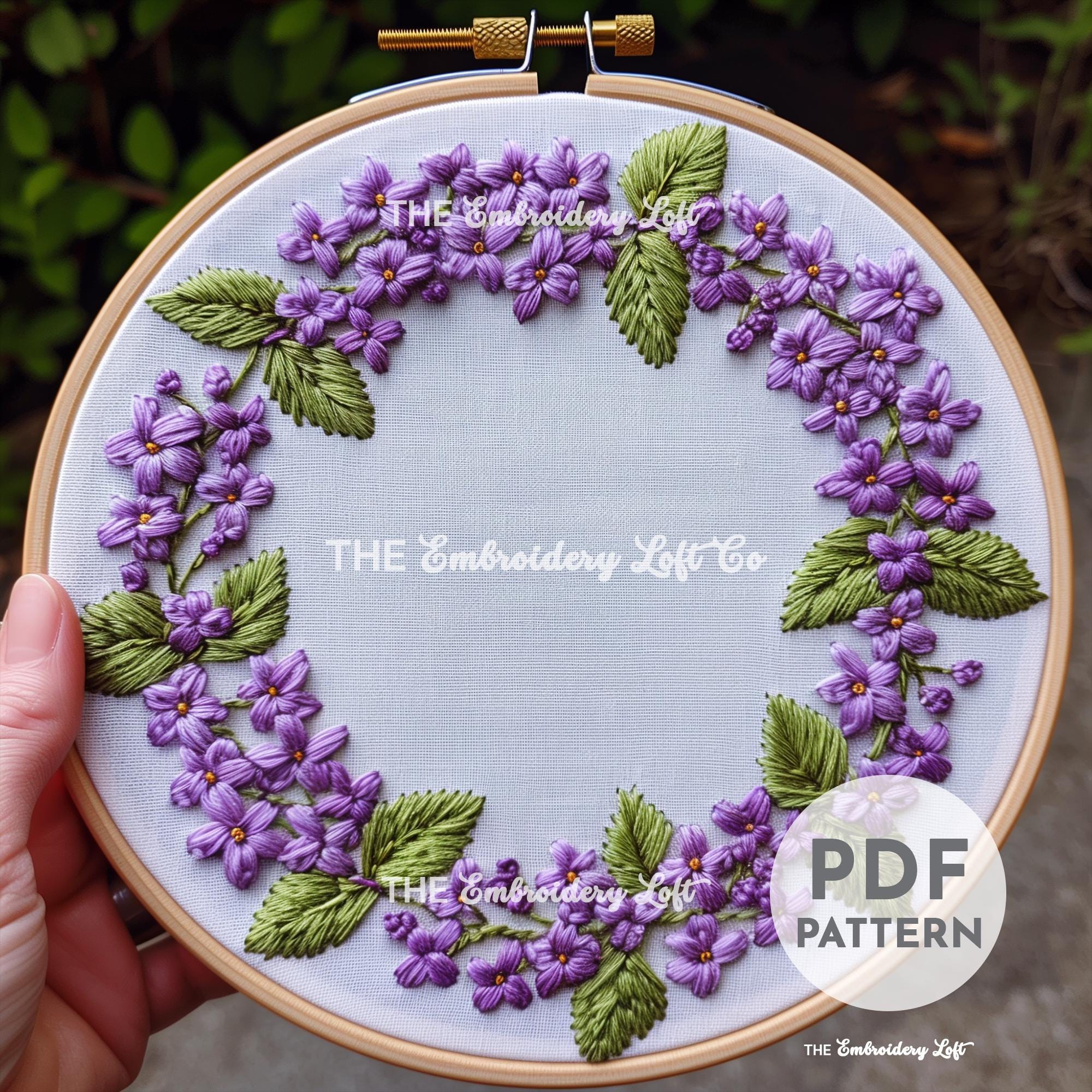 Lilac Wreath Hand Embroidery Pattern