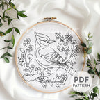 Spring Blue Jay Hand Embroidery Pattern