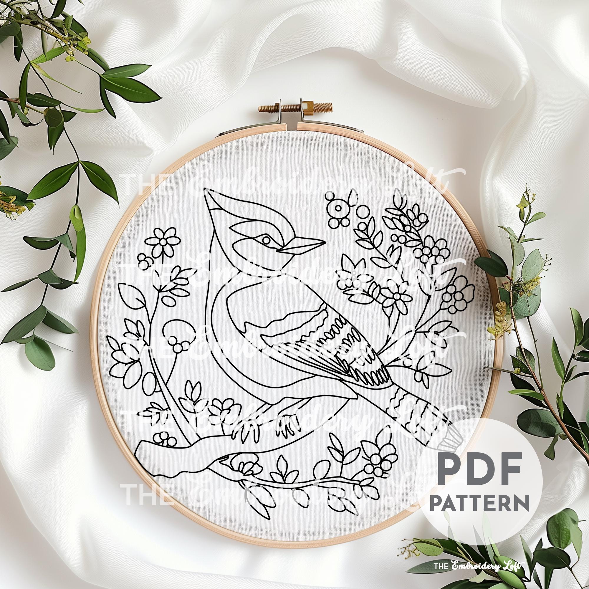 Spring Blue Jay Hand Embroidery Pattern