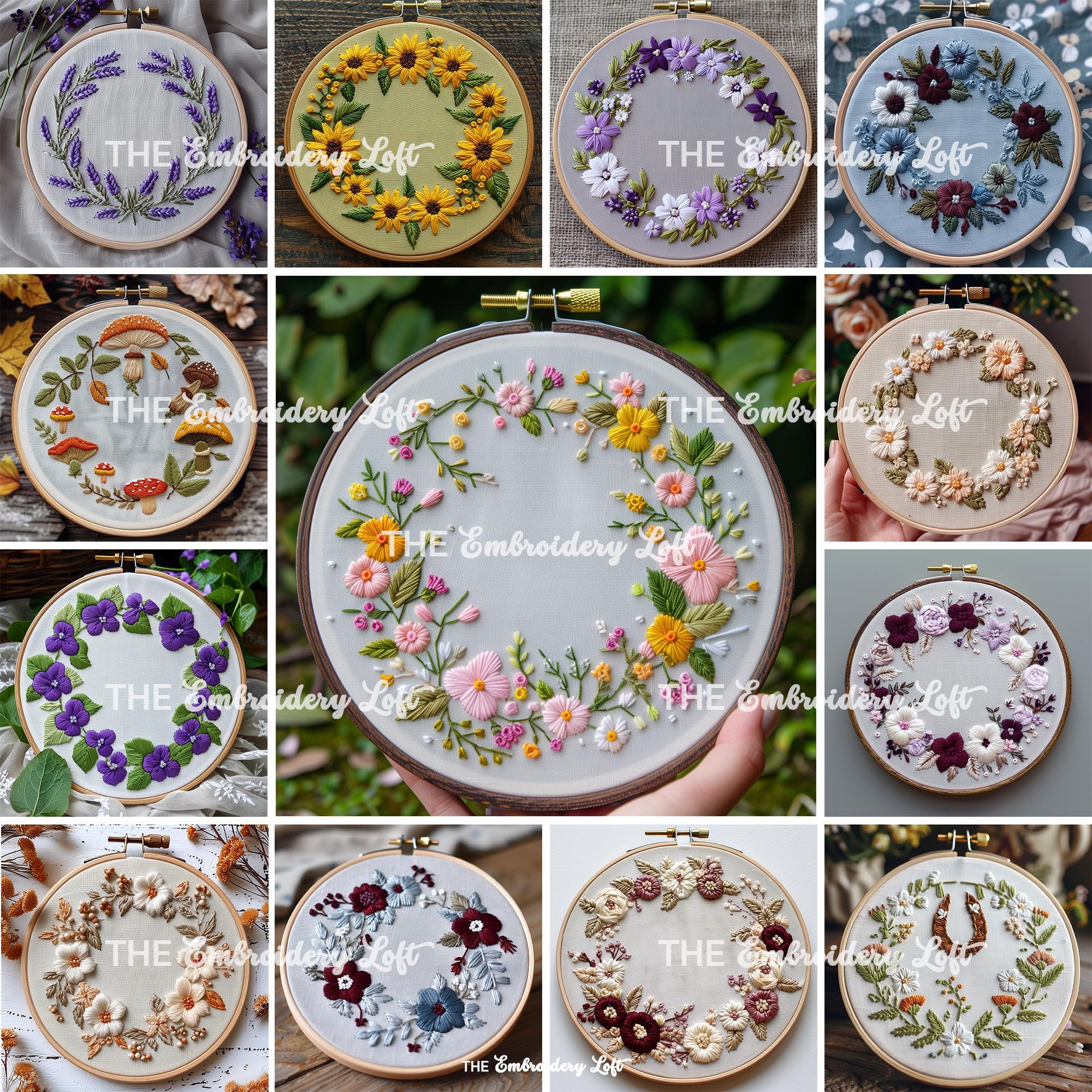 MINI COLLECTION, Wreaths Hand Embroidery Pattern Collection, Current and Future Designs, Lifetime Access, Hand Embroidery, Embroidery PDF
