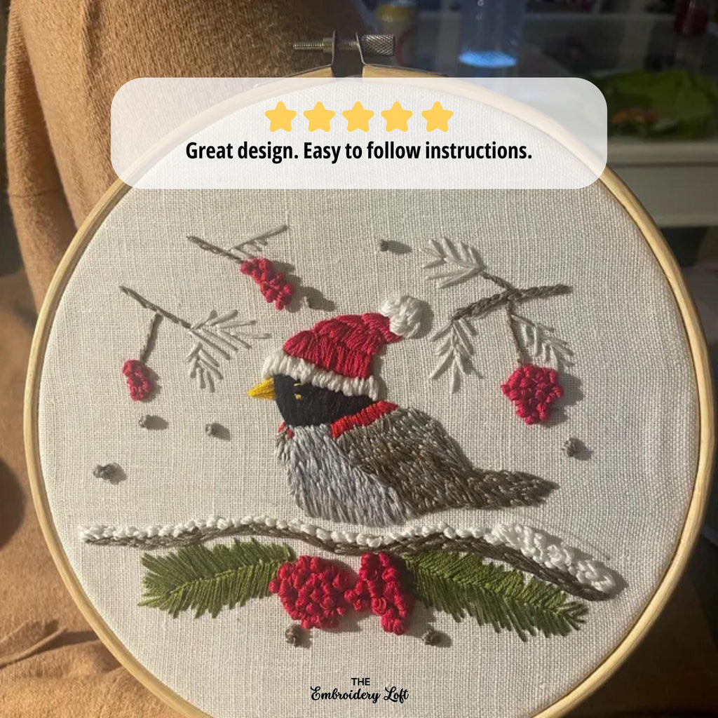 Christmas Bird Hand Embroidery Pattern