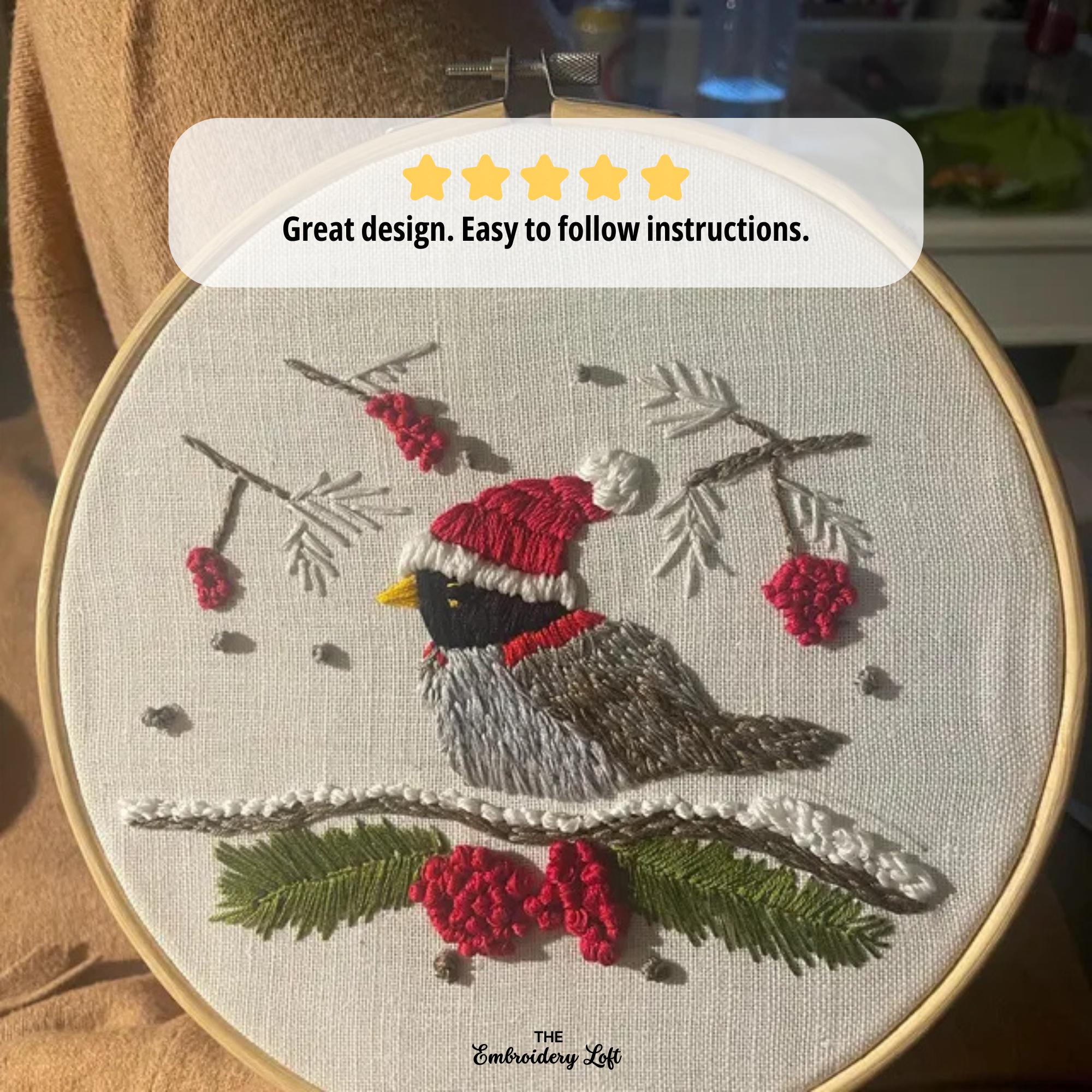 Christmas Bird Hand Embroidery Pattern