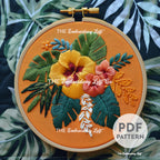 Tropical Flowers Hand Embroidery Pattern