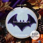 Purple Bat Hand Embroidery Pattern