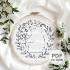 Floral Polar Bear Hand Embroidery Pattern