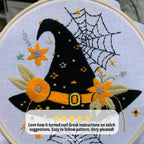 Floral Witch Hat Hand Embroidery Pattern