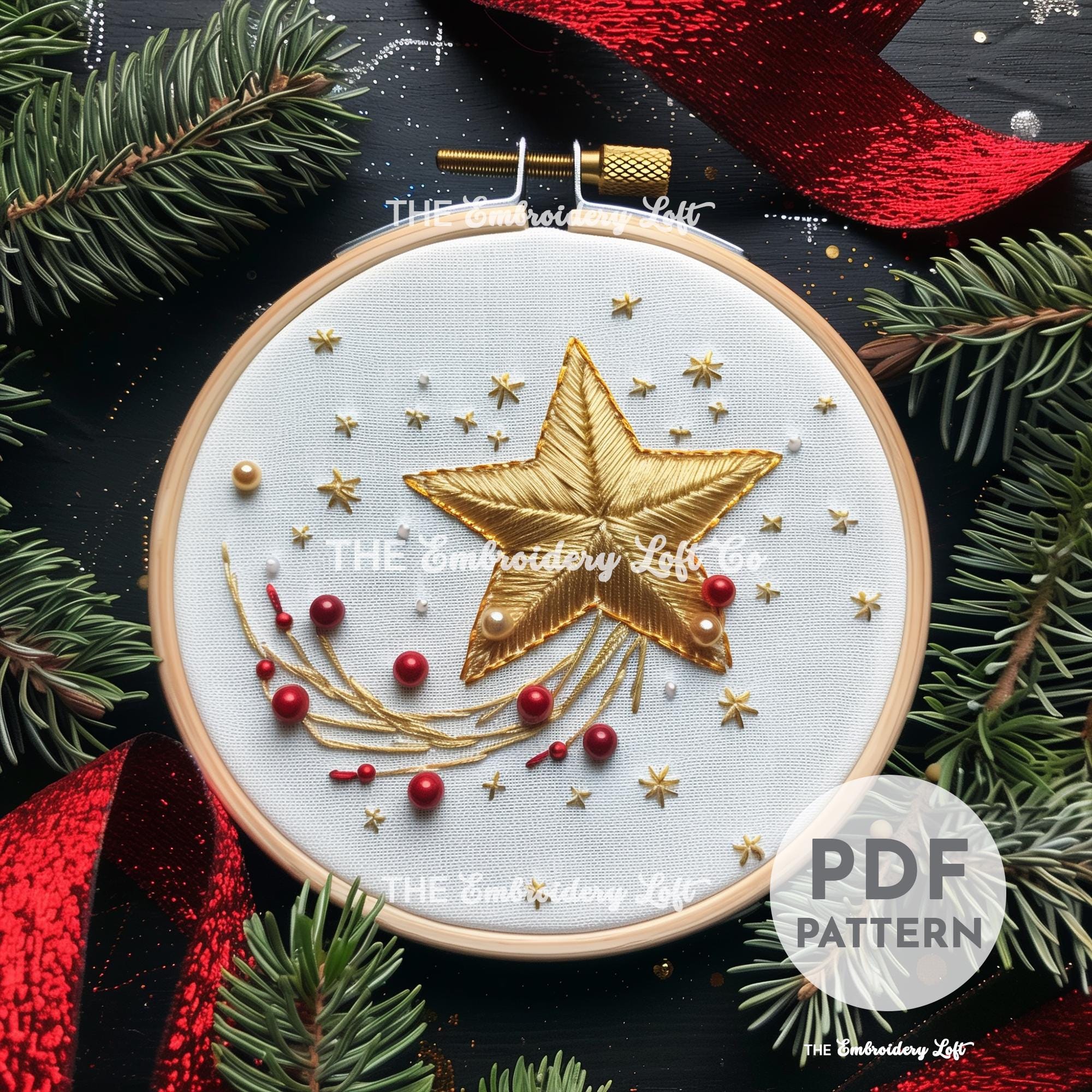 Christmas Star Hand Embroidery Pattern