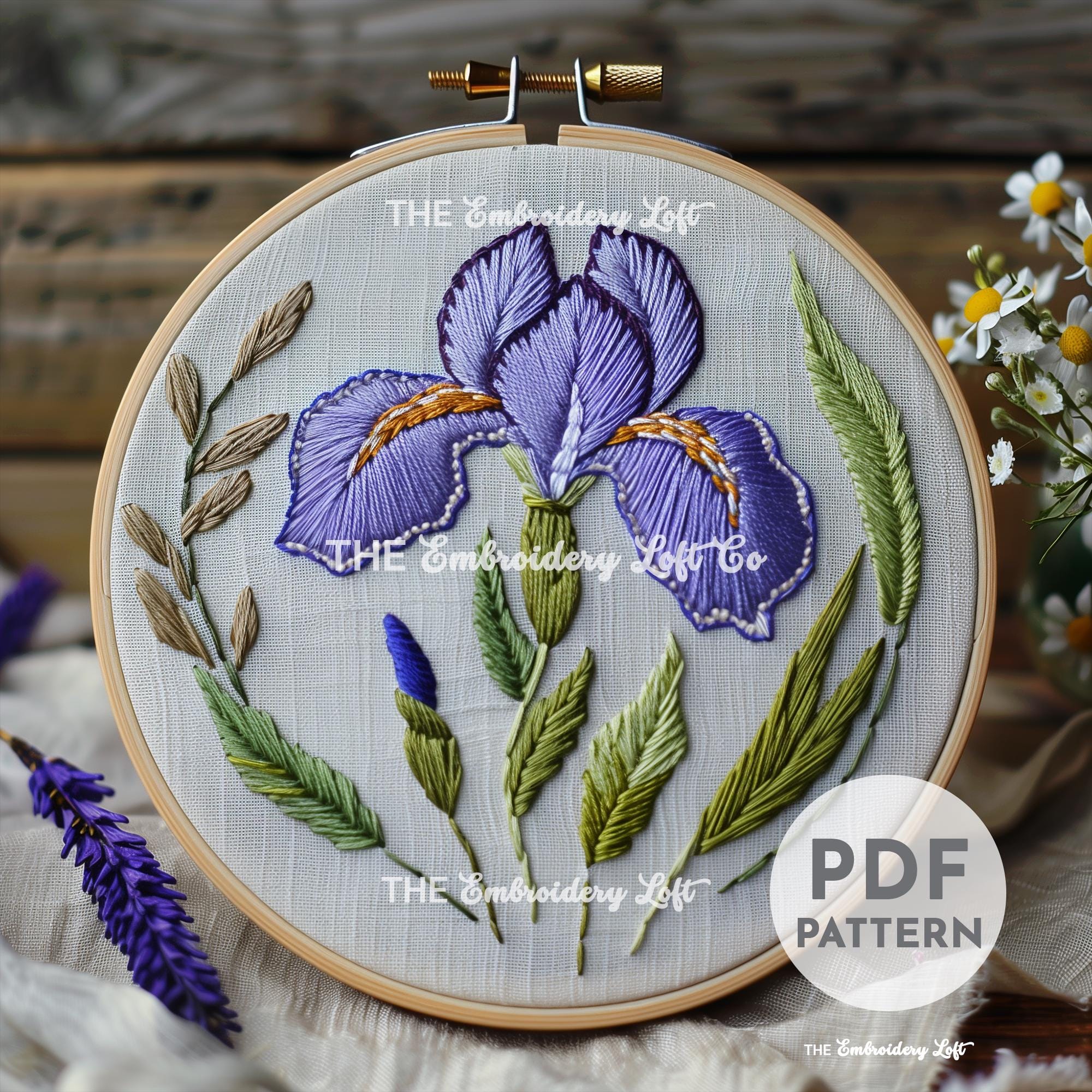 Iris Hand Embroidery Pattern
