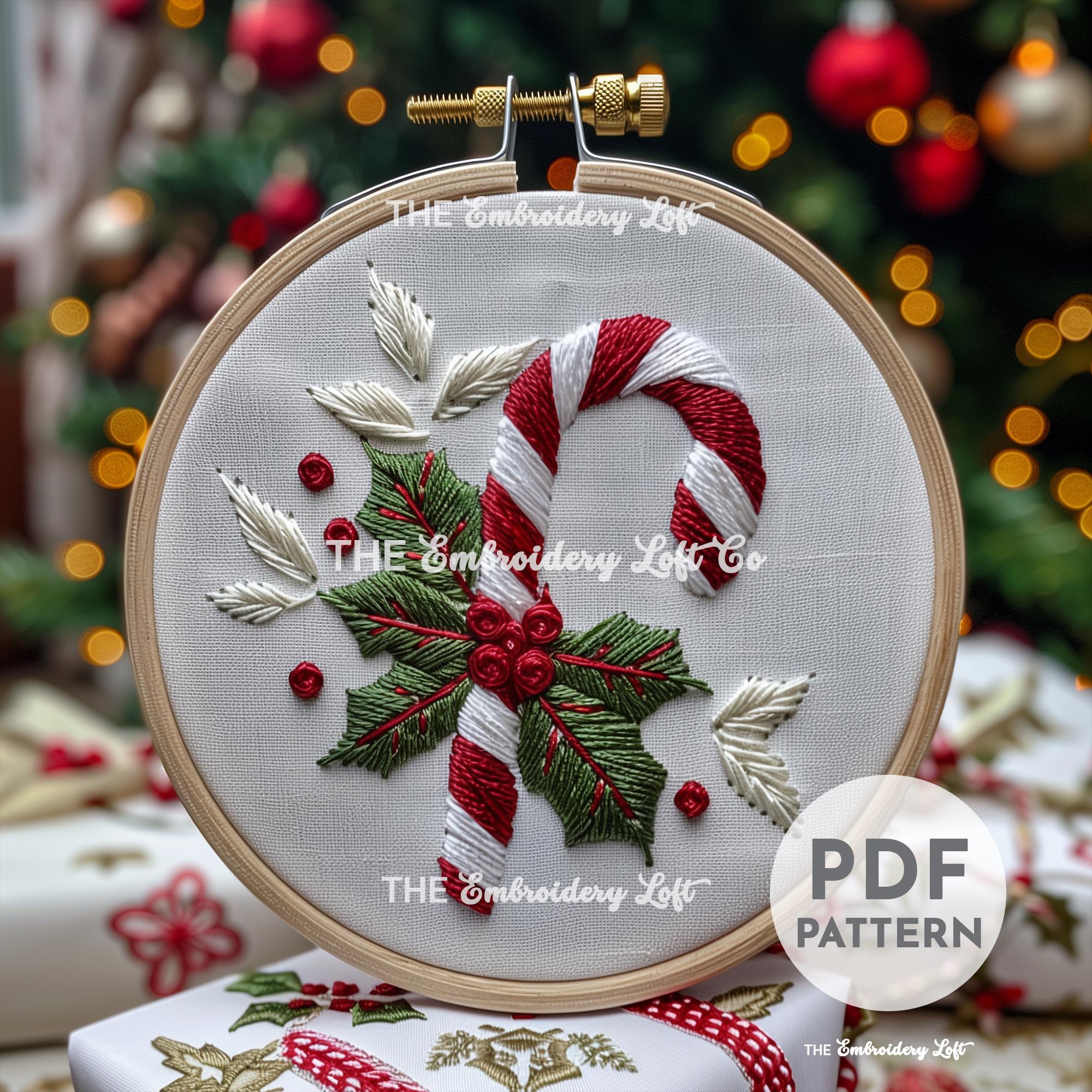 Candy Cane Hand Embroidery Pattern